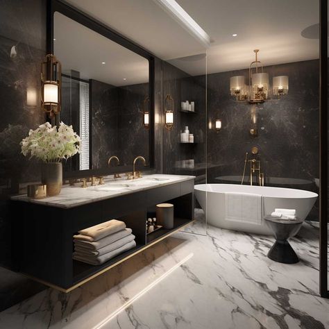 Bathroom Ideas Hotel Style, Small Home Luxury Interior Design, Ultra Luxury Bathrooms, Luxury Bathroom Styling, Bathroom Hotel Ideas, Small Bathroom Ideas Modern Luxury, Luxurious Modern Bathroom, Luxurious Tiny Bathrooms, Luxury Family Bathroom