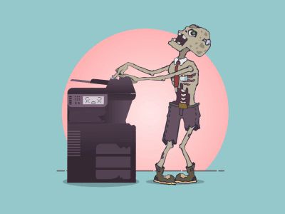 Office Zombie, Photoshop Typography, 2d Character Animation, Character Animation, Vector Sketch, 2d Character, Printer Scanner, 2d Art, Office Art