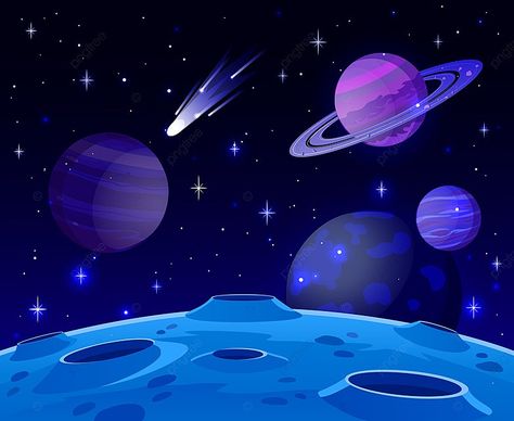 Solar System Cartoon, Planets Of Solar System, Space Landscape, Cartoon Space, Planet Vector, Space Games, Space Illustration, Planets Art, Galaxy Background