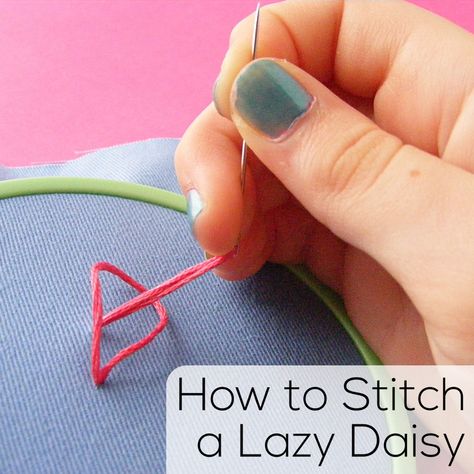 Lazy Daisy Embroidery, Beginning Embroidery, Crewel Embroidery Tutorial, Embroidery Video, Daisy Embroidery, How To Stitch, Learning To Embroider, Machine Embroidery Thread, Diy Broderie