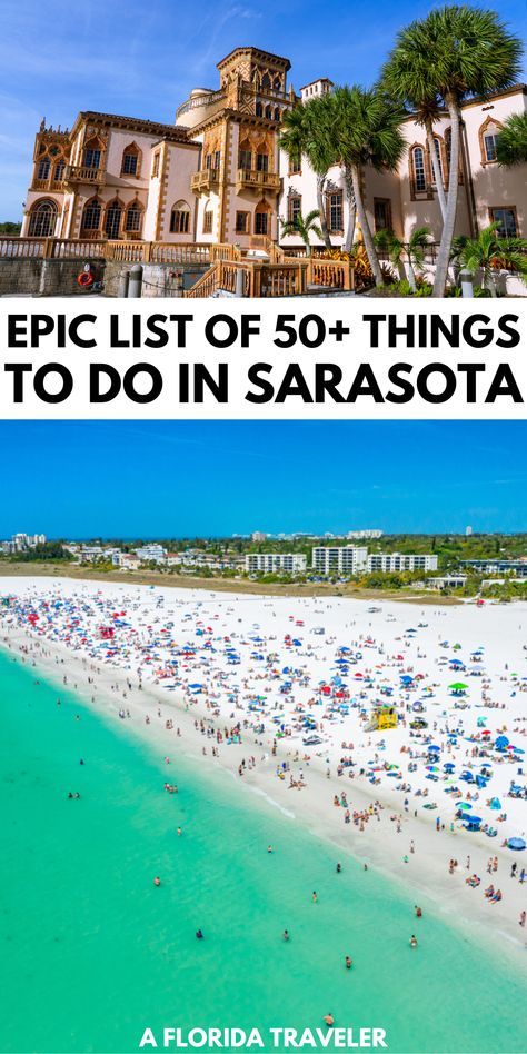 Traveling to Sarasota Florida? Here are the most epic things to do in Sarasota Florida that will be fun for the whole family. From the beaches to the museums and fun animal experiences, there are so many fun things to do. Be sure to save this list for your next trip itinerary to Sarasota. What To Do In Sarasota Florida, Venice Florida Things To Do In, Things To Do In Sarasota Florida, Sarasota Florida Things To Do In, Florida Living Aesthetic, Sarasota Florida Aesthetic, Cousins Trip, Florida Sarasota, Girlfriend Trips