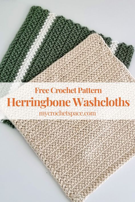 Make these fantastic Herringbone Washcloths using herringbone half double crochet. Get the free crochet pattern from My Crochet Space. Amigurumi Patterns, Half Double Crochet Washcloth Pattern, Easy Crochet Kitchen Towels, Dk Yarn Crochet Patterns, Beginner Friendly Crochet Projects, Crochet Dishcloths Free Patterns, Herringbone Crochet Stitch, Herringbone Half Double Crochet, Cotton Yarn Crochet Pattern