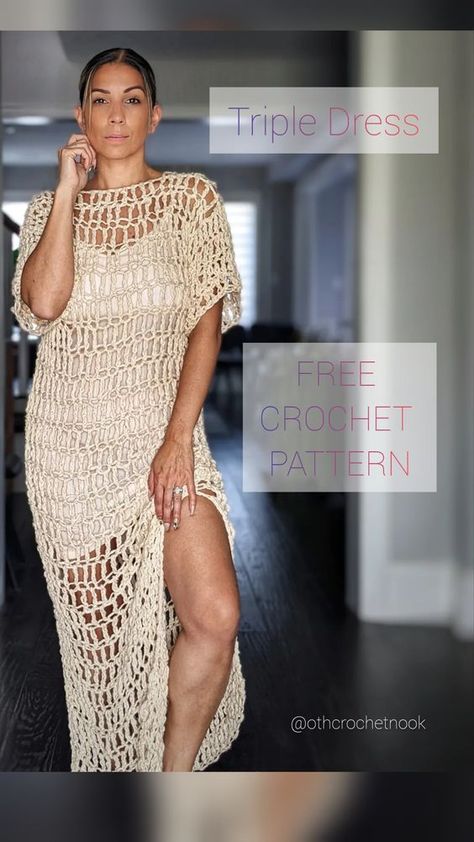 Crochet Beach Dress Pattern Free, Crochet Beach Wear Pattern, Crochet Beach Dress Pattern, Summer Dress Patterns Free, Crochet Bathing Suit Cover, Crochet Beach Wear, Knit Summer Dress, Crochet Bathing Suits, Crochet Beach Dress