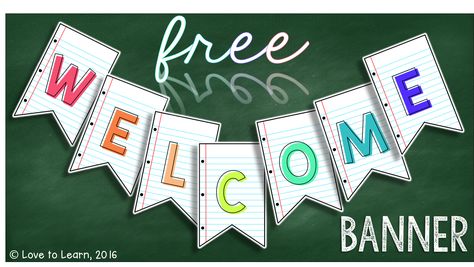 Dress up your classroom with this FREE printable welcome pennant banner. Organisation, Diy Classroom Welcome Sign, Welcome Back Free Printable, Welcome Sign Front Door Classroom Printable Free, Free Welcome Printable, Classroom Welcome Sign Door, Welcome Back To School Banner Printable, Welcome Banners For Classroom, Reading Bulletin Boards Preschool