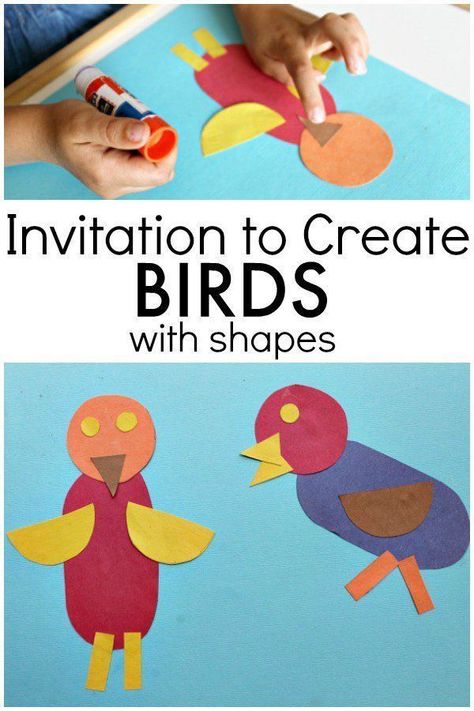 Learn about 2D shapes and making new things with shapes as you create bird art with preschoolers and kindergarteners. Terrific math activity for your preschool bird theme Amigurumi Patterns, Bird Theme Preschool, Bird Crafts Preschool, Bird Craft, Pets Preschool, Pets Preschool Theme, Winter Kindergarten, Shapes Preschool, Spring Preschool