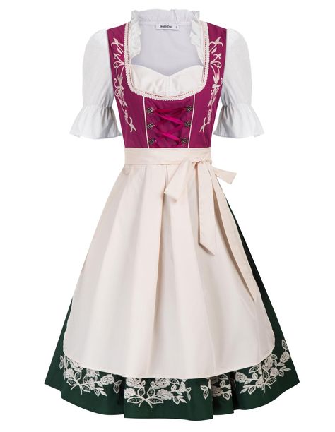 PRICES MAY VARY. 95% Polyester, 5% Spandex Zipper closure Hand Wash Only 【MATERIAL】All Jasambac Dirndl dress are made of quality material. When you choose the color and size, the details will be presented 【FEATURES】Square neck, Short sleeve, Floral print, Detachable apron, Knee length, Long straps, Classical Embroider, Cold Shoulder 【Vintage Style】 Good workmanship and stunning design with exquisite, classic, vintage style 【OCCASION】Our German dirndl dress is perfect for Bavarian Oktoberfest, Ca Dirndl, Best Fancy Dress Costumes, German Dirndl Dress, Beer Costume, German Dress Dirndl, Oktoberfest Costume, Outer Dress, German Dress, Classic Vintage Style