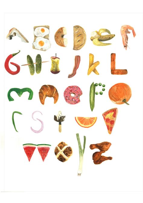 food typography - Google Search Food Alphabet Letters, Food Alphabet, Food Font, New Typography, Food Lettering, Alphabet Typography, Food Typography, Alphabet Drawing, Typography Alphabet