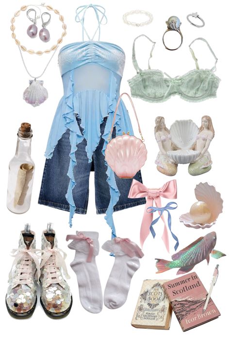 mermaidcore summer outfit outfit ideas | Mermaid Like Outfit, Mermaid Concert Outfit, Ocean Outfit Ideas, Mermaid Core Outfit Aesthetic, Mermaid Vibes Outfit, Sea Nymph Aesthetic Outfit, Under The Sea Outfit Ideas, Mermaid Theme Outfit, Aquarium Fashion