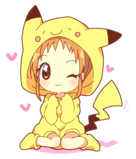 Little Pikachu Girl!! Japanese Graphic Design, Pikachu Pikachu, Illustration Manga, Anime Dark, Chibi Girl, Chibi Anime, Kawaii Chibi, Chibi Drawings, Anime People