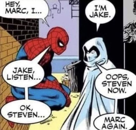 Dc Funny Comics, Spiderman Comic Funny, Spiderman Comic Panels, Marvel Comic Panels, Deadpool Y Spiderman, Moon Knight Comics, Spiderman Funny, Deadpool And Spiderman, Marvel Moon Knight