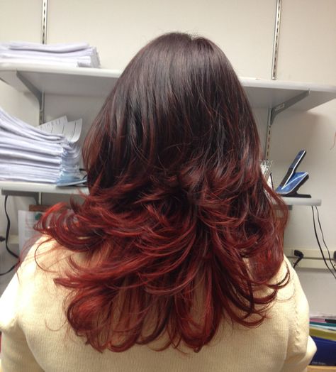 Brown and red ombré hair