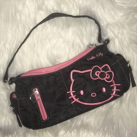 Hello Kitty Shoulder Bag, Vintage Hello Kitty Bag, Hello Kitty Clothing Y2k, Hello Kitty Y2k Clothes, Y2k Hello Kitty Clothes, Hello Kitty Outfit Y2k, Hello Kitty Clothes Y2k, Pink And Black Aesthetic Outfit, Hello Kitty Y2k Outfit