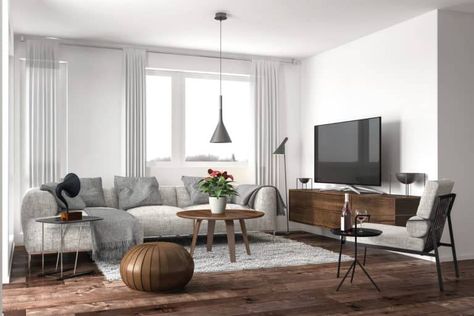 What Color Furniture Goes With Dark Wood Floors? - Home Decor Bliss Dark Floor Living Room, Dark Wood Floors Living Room, Dark Wood Living Room, Wooden Floors Living Room, Dark Brown Floor, Grey And Brown Living Room, Dark Brown Furniture, Dark Wooden Floor, Brown Furniture Living Room