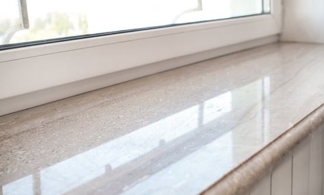 Window Sill: Everything You Need to Know Windows Without Sills, Tiled Window Sill Kitchen, Stone Window Sills Interior, Window Sills Ideas, Extended Window Sill, Wide Window Sill Ideas, Deep Window Sill Ideas, Tile Window Sill, Kitchen Window Sill Ideas