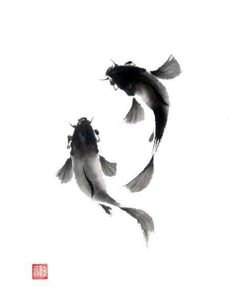 Japanese Ink Painting, Zen Painting, Sumi E Painting, Chinese Art Painting, Carpe Koi, Chinese Brush Painting, Art Asiatique, Tinta China, Chinese Ink