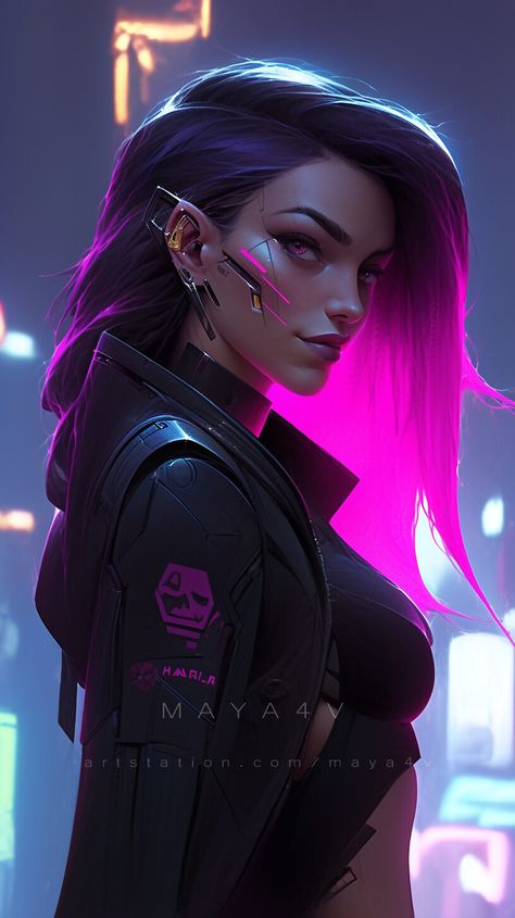 Cyberpunk Character Ideas, Female Cyberpunk, Cyberpunk Girl Art, Shadow Runner, Cyberpunk Hair, Cyberpunk Women, Cyberpunk Woman, Neon Cyberpunk, Cyberpunk Female