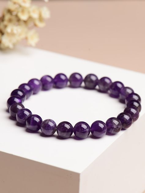 Purple Fashionable Collar  Natural Crystal  Beaded Embellished   Jewelry Amethyst Stone Bracelet, Purple Bracelets Beads, Jewellery Photography Inspiration, Purple Beaded Bracelets, Crystal Bead Jewelry, Healing Gemstone Bracelets, Embellished Fashion, Crystal Goddess, Purple Bracelet