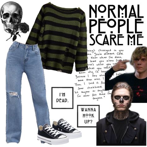 Tate Langdon Outfit Aesthetic, Evan Peters Inspired Outfits, Tate Outfits Ahs, Tate Langdon Inspired Outfits, Tate Langdon Aesthetic Outfit, Tate Langdon Clothes, Billy Loomis Inspired Outfits, Tate Ahs Costume, Tate Langdon Style