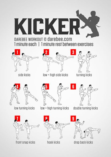 Kicker Workout                                                                                                                                                      More Muay Thai Workouts, Fighter Workout, Boxing Training Workout, Street Fighting, Superhero Workout, Trening Sztuk Walki, Mma Workout, Muay Thai Training, Pencak Silat