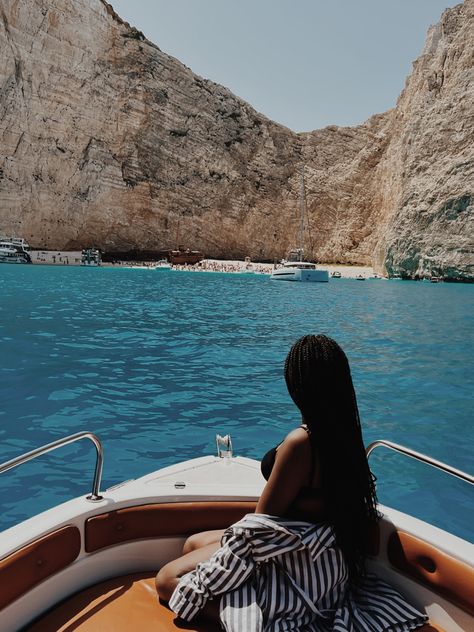 Boat Day | Greek Summer Vacation | European Holiday Aesthetic | Travel Inspo | Ioanian Islands | Navagio Shipwreck Beach | Black Girl Vision Board Photos Traveling, Visionboard Aesthetic Pictures Travel, Black Vacation Aesthetic, Boat Vision Board, 2024 Vision Board Aesthetic Travel, Travel Black Women Aesthetic, Black Woman Traveling Aesthetic, Vision Board Pics Travel, Black Women Luxury Travel