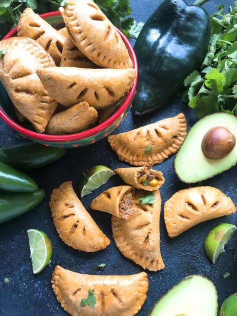 Shredded Beef and Mexican Street Corn Empanadas Shredded Beef Empanadas, Corn Empanadas, Street Corn Salsa, Pepper Pizza, Slow Cooker Shredded Beef, Dinner Party Appetizers, Mexican Shredded Beef, Garlic Pizza, Leftover Beef