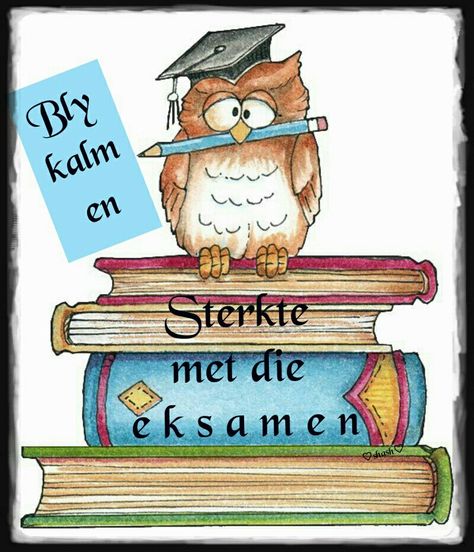 Bly kalm en sterkte met die eksamen Sterkte Met Die Eksamen, Exam Wishes, Owl Clip Art, School Clipart, Owl Pictures, Cute Clipart, Scrapbook Printables, Happy Birthday Images, Owl Art