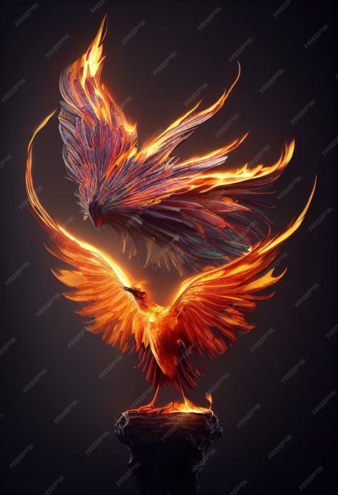 Premium Photo | Phoenix fantasy bird made out of fire rebirth from the ashes beautiful illustration art Fantasy Phoenix Art, Phoenix Fairy, Beautiful Illustration Art, Fantasy Bird, Phoenix Bird Art, Panel Artwork, Phoenix Art, Phoenix Bird, Beautiful Illustration