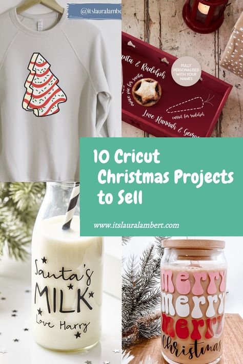 Christmas Htv Ideas, Cricut Projects Christmas Gifts, Christmas Crafts Cricut Gift Ideas, Christmas Ideas With Cricut, Cricut Joy Christmas Projects, Cricut Crafts To Sell Ideas, Cricut Projects Christmas Holiday Gifts, Christmas Projects To Sell, Cricut Holiday Projects