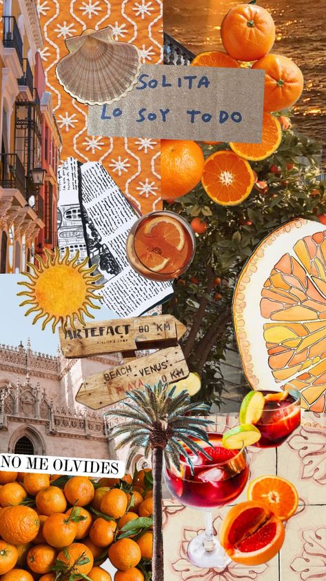 orange summer #spanish #spain #orange #summervibes #vibes Orange 90s Aesthetic, Valencia, Spanish Mood Board, Summer Spain Aesthetic, Spanish Wedding Aesthetic, Spanish Aesthetic Wallpaper, Orange Summer Wallpaper, Spanish Collage, Spanish Summer Aesthetic