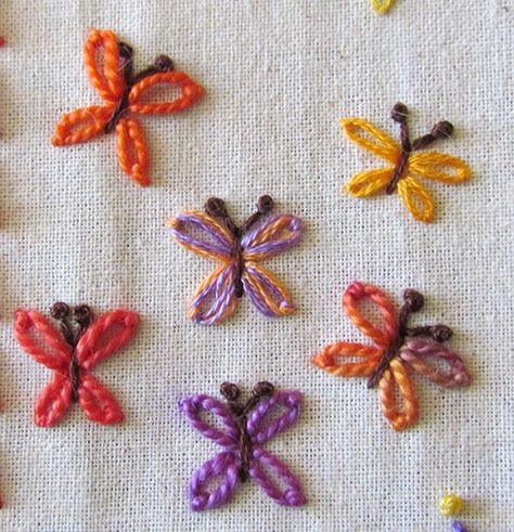 Embroidery Flowers Easy Simple, Embroidery Butterfly Simple, Embroidered Butterfly Simple, Cute Little Embroidery Designs, Easy Embroidery Designs For Beginners, Simple Butterfly Embroidery, Applique Work Design, All Over Embroidery Designs, Easy Embroidery Patterns