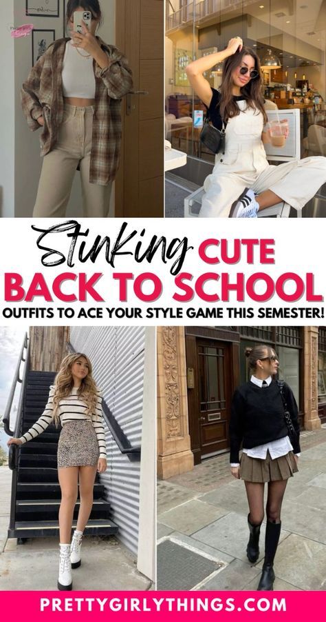 Back To School Outfit Ideas | Teenage Back To School Outfits - Fashion Tips Trick 1st Day Of School Outfit Highschool, Outfits Uniform, Back To School Outfits Highschool, Outfits Highschool, Back To School Outfit Ideas, Edgy Leather Jacket, School Dress Code, School Outfits Highschool, School Outfit Ideas