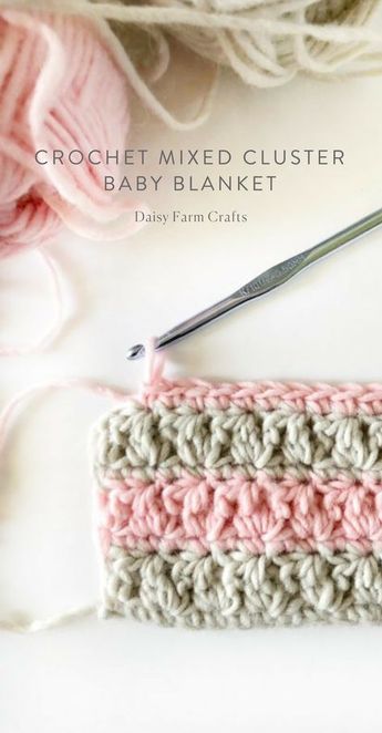 Free Pattern - Crochet Mixed Cluster Baby Blanket #crochet Crochet Baby Blanket Beginner, Crochet For Beginners Blanket, Haken Baby, Afghan Pattern, Chale Crochet, Baby Blanket Crochet Pattern, Crochet Stitches Patterns, Bag Crochet, Afghan Crochet Patterns