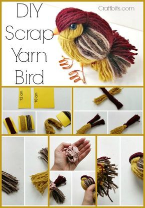 Yarn Animals, Leftover Yarn, Scrap Yarn, Yarn Craft, Pom Pom Crafts, Wine Bottle Diy Crafts, Cute Bird, Mason Jar Crafts Diy, Bird Crafts