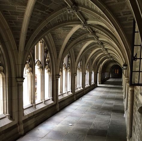 Hogwarts hallways of Princeton Hogwarts Hallway Aesthetic, Hogwarts Hallway, Medieval Hallway, Hp Visuals, Wizard Oc, Hogwarts Visualization, Hogwarts Interior, Hogwarts Dr, Will Herondale