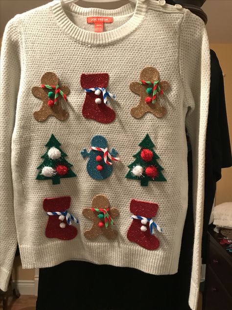Xmas Sweaters Diy, Home Alone Ugly Christmas Sweater, Ugly Diy Christmas Sweater Ideas, Homemade Christmas Jumper, How To Make Ugly Christmas Sweater Diy, Easy Diy Christmas Sweater, Diy Xmas Sweater, Diy Christmas Ugly Sweater Ideas, Diy Christmas Sweater For Kids