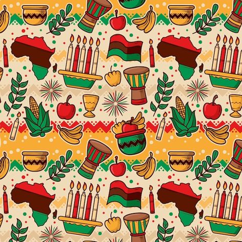 Hand drawn kwanzaa pattern design | Free Vector #Freepik #freevector #kwanzaa #american #motif-background #motif-pattern Kwanzaa Wallpaper, Background Motif, Africa Art Design, Kwanzaa Gifts, Africa Necklace, Motif Pattern, Africa Art, Wallpaper Art, Kwanzaa