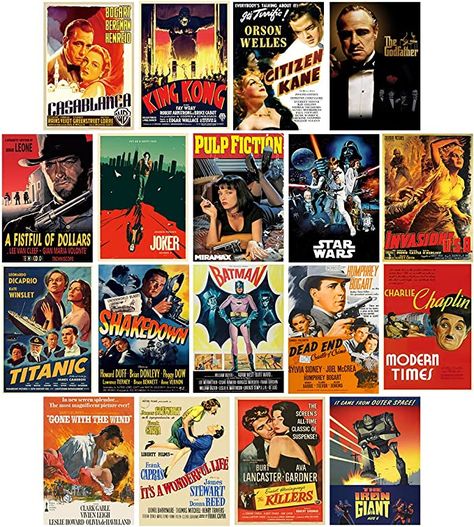 Film Themed Room, Vintage Room Ideas Men, Movie Posters Wall Decor, Film Room Ideas, Movie Poster Room Decor Aesthetic, Old Room Vintage, Aesthetic Posters For Room, Retro Posters For Room, Modern Arcade