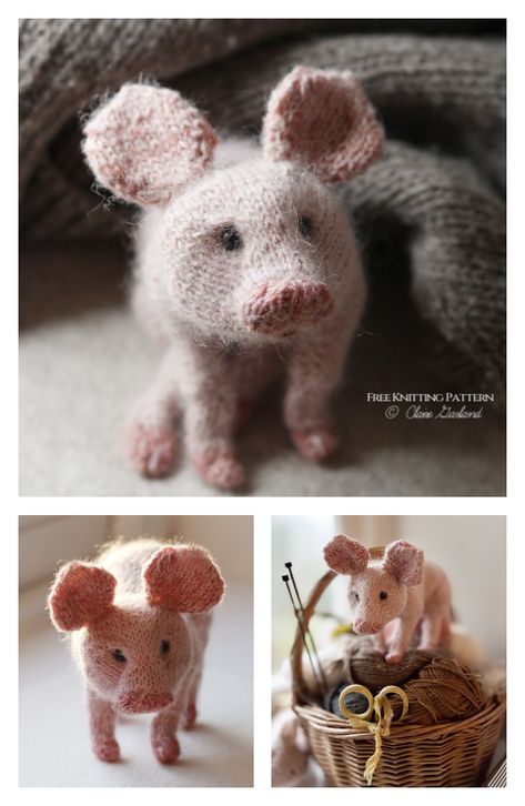 Amigurumi Patterns, Amigurumi Piglet Free Pattern, Knitted Pigs Free Pattern, Knitted Animals Patterns, Knitted Pig Pattern Free, Knitting Amigurumi Pattern Free, Pig Knitting Pattern Free, Baby Knitting Ideas, Knitted Animals Free Patterns Easy