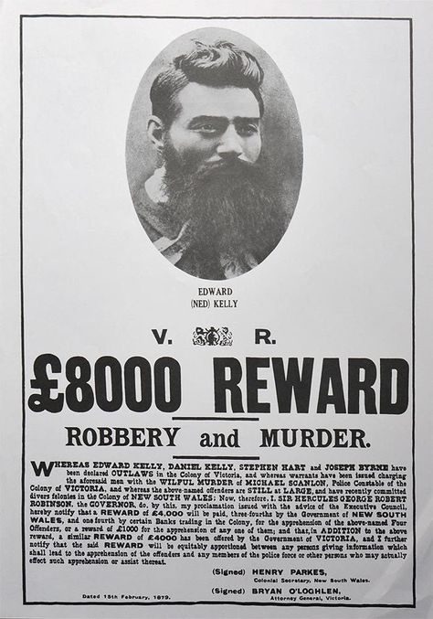 Reward Poster, Old Posters, Ned Kelly, Wanted Poster, Australian History, Dead Or Alive, Quick Draw, Old Pictures, Wild West