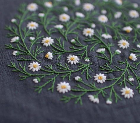 87 Flowers 4 | Sewing Embroidery Designs, Hand Embroidery Broderie Simple, Embroidery Lessons, Diy Embroidery Patterns, Handmade Embroidery Designs, Hand Embroidery Kit, Embroidery Stitches Tutorial, Pola Sulam, Embroidery Neck Designs, Hand Embroidery Flowers