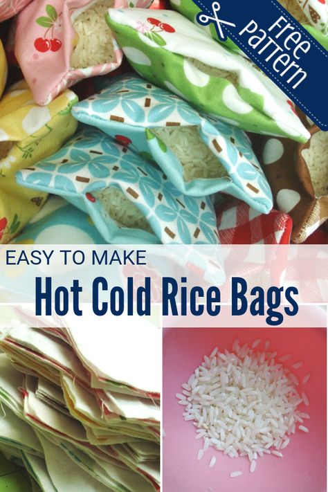 Hot Cold Rice Bag | Free Pattern Heat Rice Bags Diy, How To Make Rice Heat Packs, Diy Heat Compress, Rice Warming Bags Diy Heating Pads, Couture, Patchwork, How To Make A Hot Pack Rice Bags, Rice Pack Sewing Pattern, Rice Heat Packs Diy