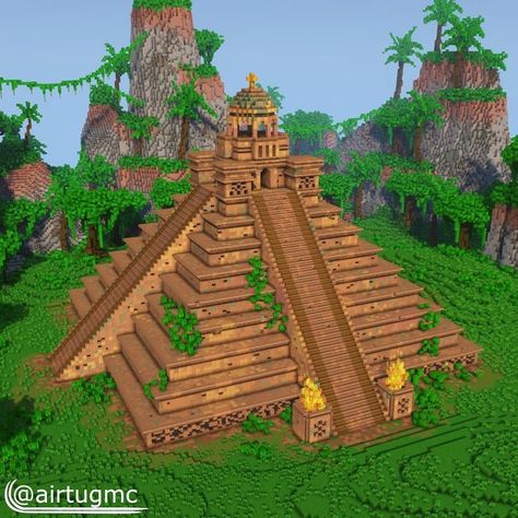 Minecraft Excavation Site, Aztec Temple Minecraft, Minecraft Mayan Temple, Temple Minecraft Build, Aztec Minecraft Build, Minecraft Aztec Temple, Minecraft Aztec Builds, Minecraft Trail Ruins, Minecraft Mountain Temple