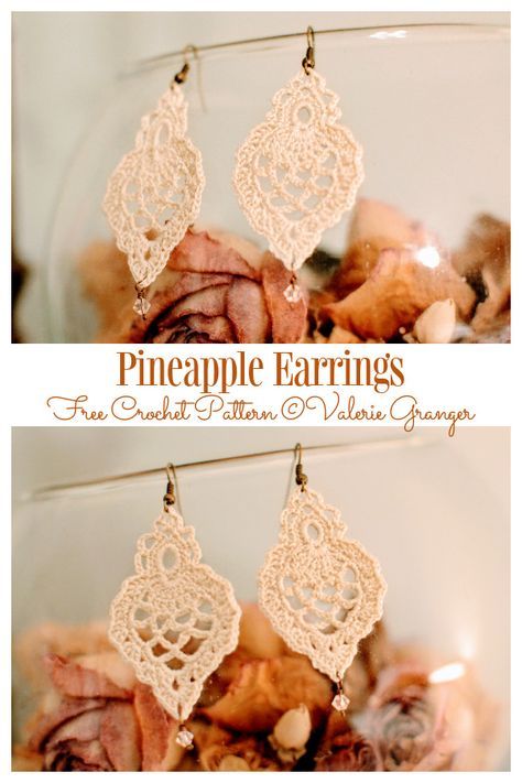 Lovely Earrings Free Crochet Patterns & Paid - DIY Magazine Crochet Earring Pattern Free, Free Earring Crochet Patterns, Free Crochet Patterns Earrings, Free Crochet Earrings Pattern, Crochet Pineapple Earrings, Crochet Small Earrings, Crochet Teardrop Earrings Pattern, Crochet Pattern Earrings, Crochet Thread Earrings