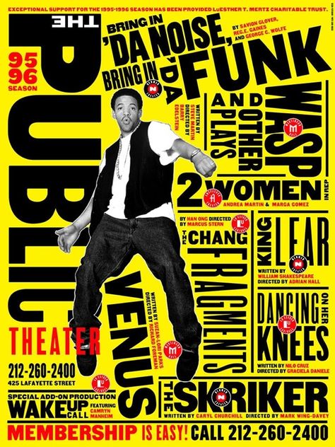 Yellow Poster, New York Theater, Shakespeare In The Park, Peter Saville, Paula Scher, Public Theater, Plakat Design, Theatre Poster, Graphic Design Trends