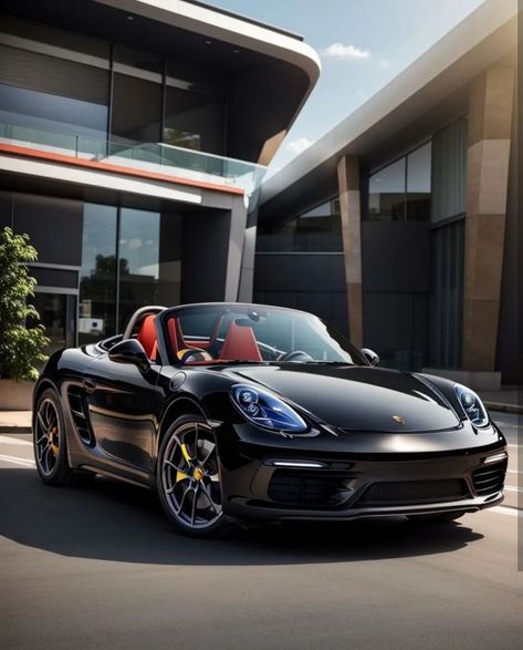 Ai created car image. Porsche Boxster 718 in black color. Ai art 🎨 Porsche Boxster 718, Boxster 718, 718 Boxster, Porsche 718 Boxster, Vision 2024, Black Porsche, Porsche 718, Animals Photography, Luxury Bags Collection