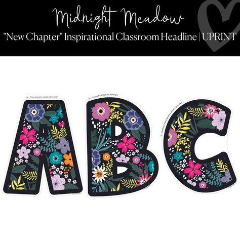 The Midnight Meadow classroom decor collection is completely swoon-worthy. This wildflower inspired classroom decor theme feels like reading your favorite book in a nook of the most dreamy garden. The warm and moody tones bring a sense of peace, while the elegant florals offer a haven of comfort. Classic classroom deta Girly Classroom Decor, Jewel Tone Classroom, Wildflower Classroom Theme, Flower Theme Classroom, Navy Classroom Decor, Midnight Meadow Classroom, Floral Classroom Theme, Classroom Jobs Bulletin Board, Trendy Classroom