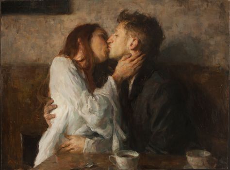 Ron Hicks - Kisses and Coffee [2014] | Ron Hicks’ works have… | Flickr Romance Arte, Ron Hicks, Abstract Techniques, Tableaux Vivants, Representational Art, Romance Art, Art Of Love, Arte Sketchbook, Night Painting