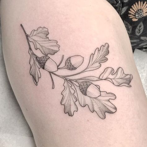 Oak Tree Leaf Tattoo, Leaf Tattoo Meaning, Oak Leaf Tattoo, Oak Leaf Tattoos, Fall Leaves Tattoo, Acorn Tattoo, Germany Tattoo, Oak Tree Tattoo, Autumn Tattoo