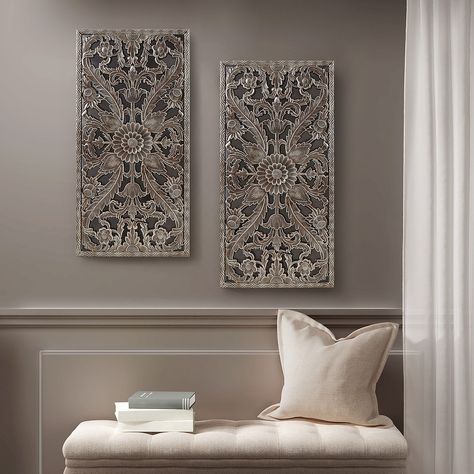 Madison Park Botanical Distressed Carved Wood 2-pc. Wall Art Sets - JCPenney Carved Wood Wall Decor, Carved Wall Decor, Dimensional Wall Art, Dimensional Wall, Home Decor Sets, Accent Wall Decor, Madison Park, Panel Wall Art, Wall Decor Set