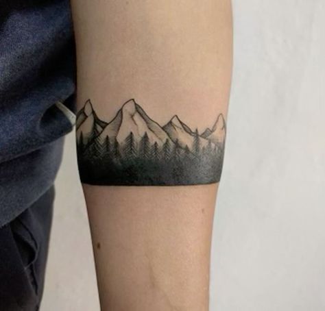 Cover Up Band Tattoo, Wrist Cover Tattoo Men, Mountain Coverup Tattoo, Cover Tattoo Ideas For Men, Horizontal Tattoo Coverup, Cover Up Tattoos For Men Wrist, Armband Coverup Tattoo, Men’s Cover Up Tattoos, Horizontal Cover Up Tattoo